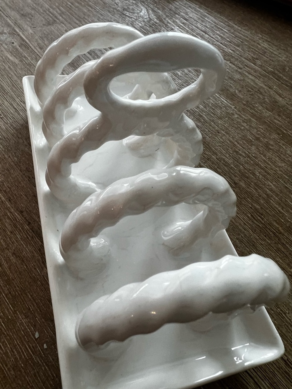 Vintage English Ceramic Toast Rack – White Glazed – Cottage Coastal Entertaining